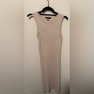 Banana Republic Ribbed Knit Sleeveless Midi Dress | Neutral Beige